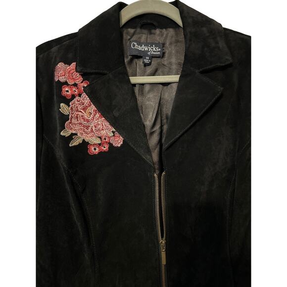Chadwick’s of Boston Genuine Leather Suede Jacket Size 14
Black Embroidered - Picture 2 of 9